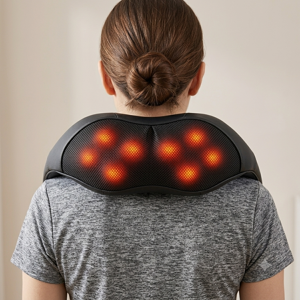 GlowWell Shiatsu Neck Massager controls and handle detail