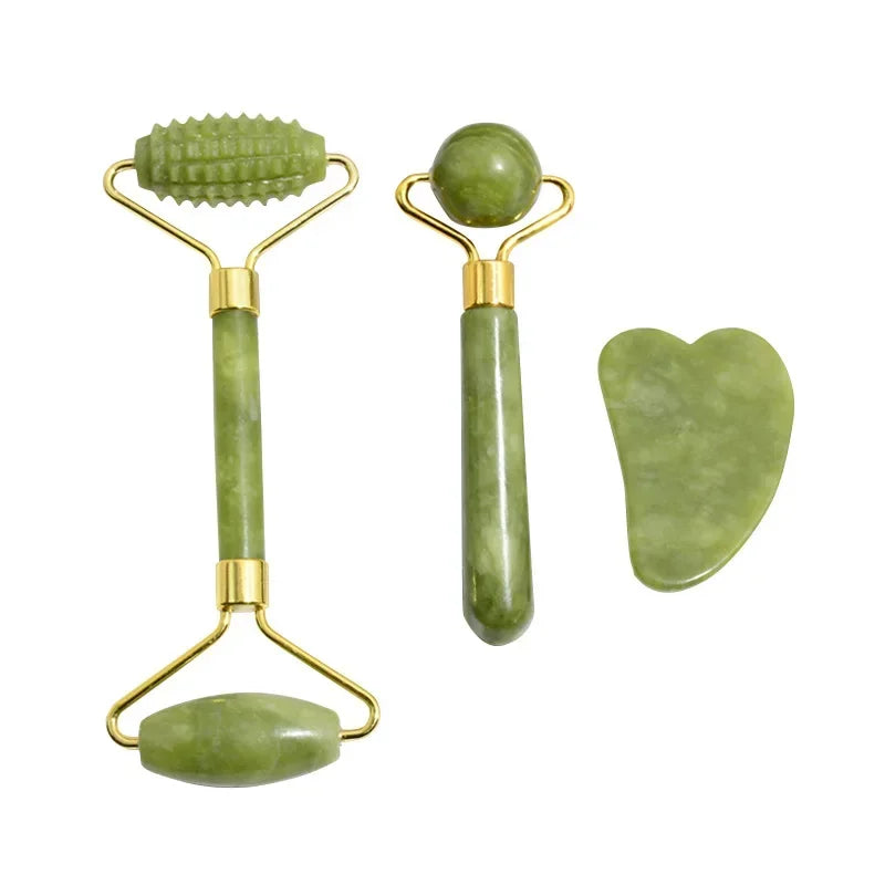 GlowWell Gua Sha & Jade Roller Set — Face Sculpting