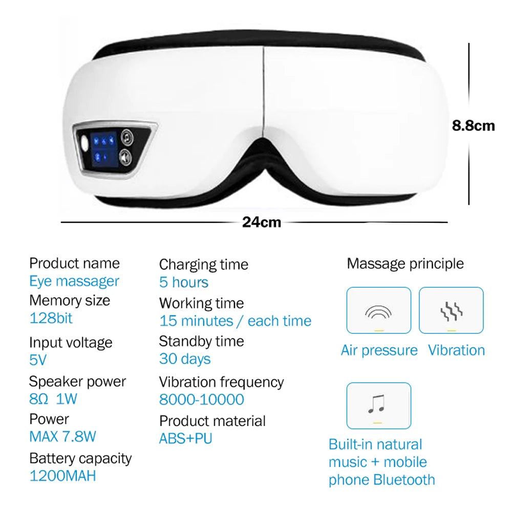 GlowWell Smart Eye Massager — Heat, Vibration & Bluetooth