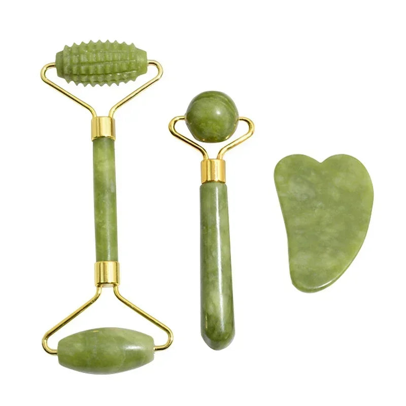 GlowWell Gua Sha & Jade Roller Set — Face Sculpting