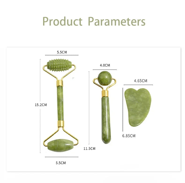 GlowWell Gua Sha & Jade Roller Set — Face Sculpting