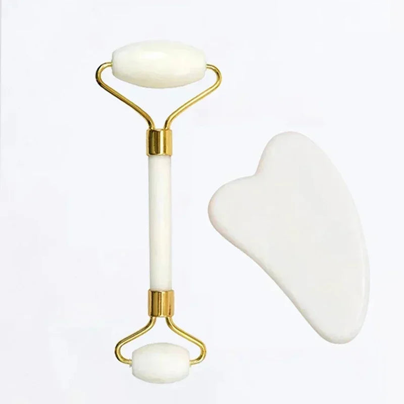 GlowWell Gua Sha & Jade Roller Set — Face Sculpting
