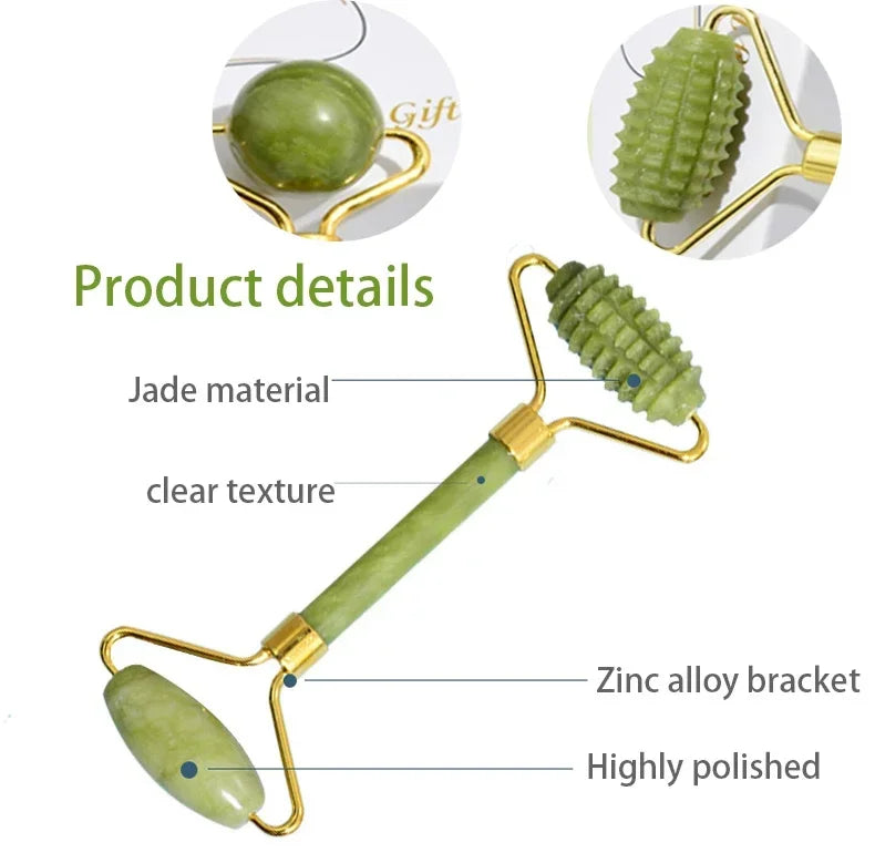 GlowWell Gua Sha & Jade Roller Set — Face Sculpting