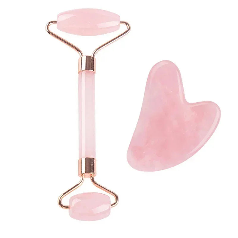 GlowWell Gua Sha & Jade Roller Set — Face Sculpting