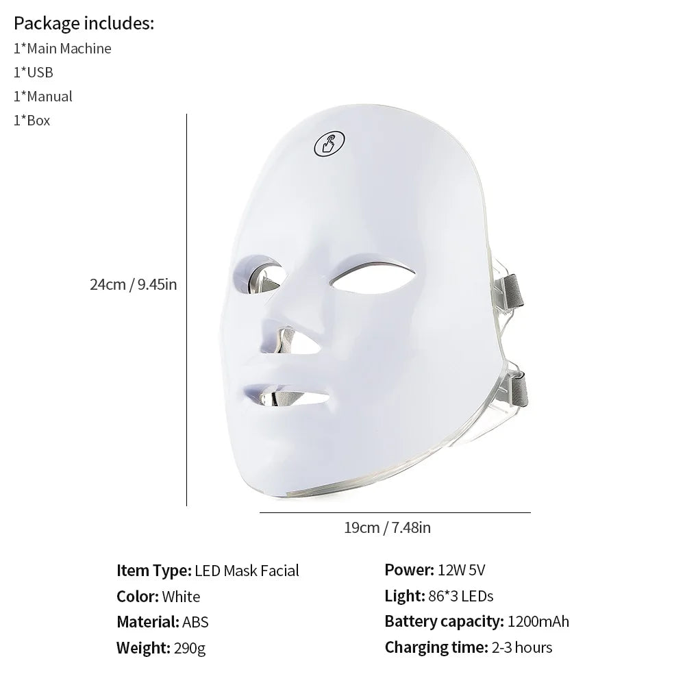 GlowWell 7 Colour LED Face Mask — Light Therapy