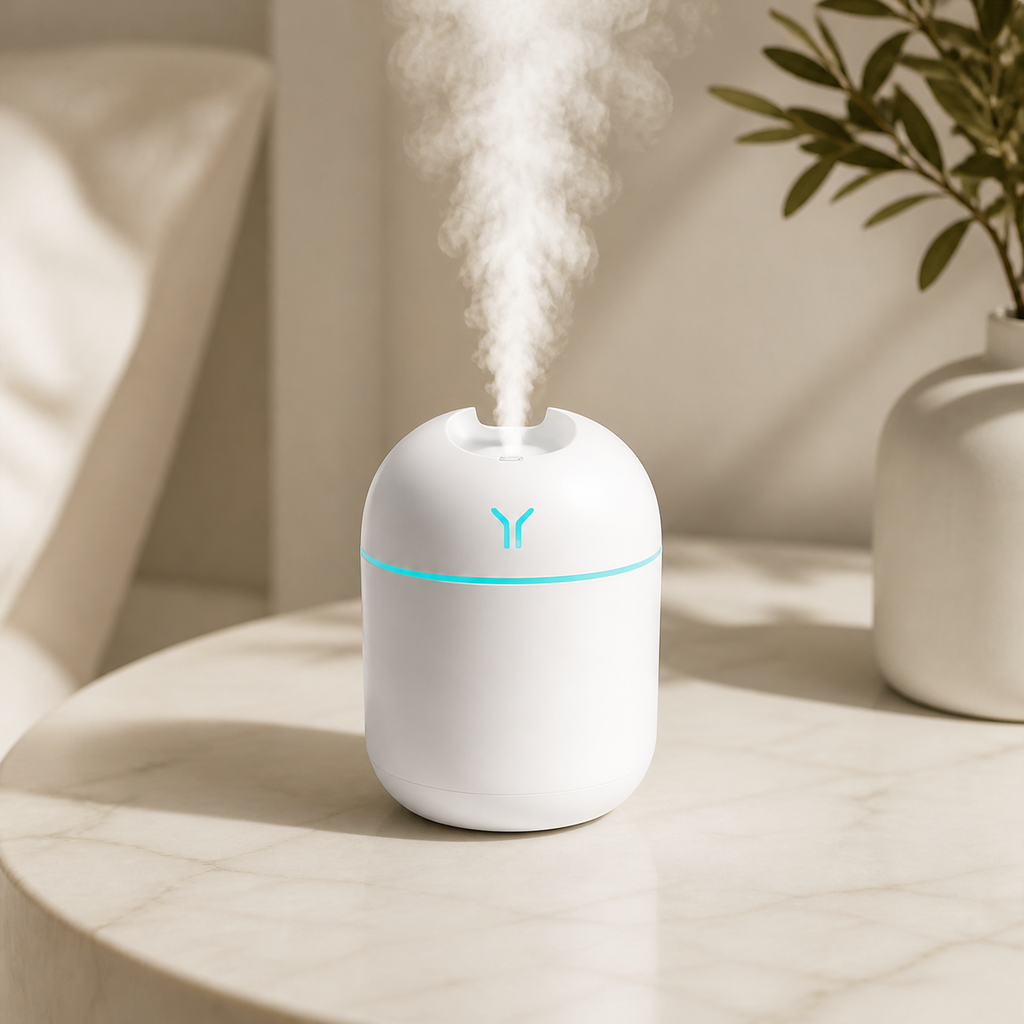GlowWell mini USB aroma diffuser and humidifier with soft mist