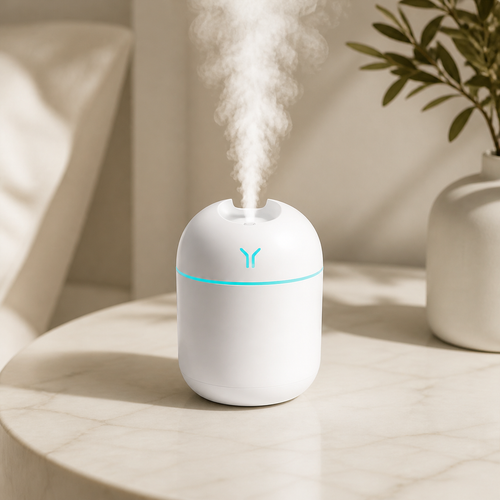 GlowWell mini USB aroma diffuser and humidifier with soft mist