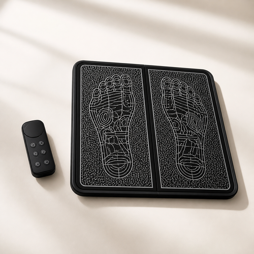 GlowWell EMS foot massage mat with wireless remote