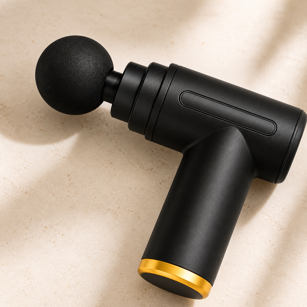 GlowWell Mini Massage Gun compact body and ball attachment detail