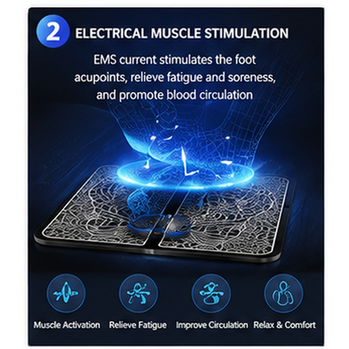 EMS Foot Massage Mat – 8 Modes, Wireless Remote