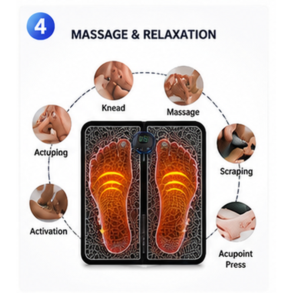EMS Foot Massage Mat – 8 Modes, Wireless Remote