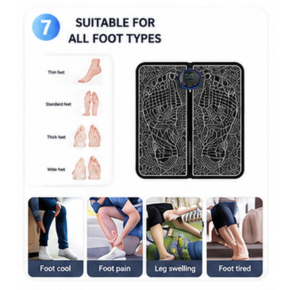 EMS Foot Massage Mat – 8 Modes, Wireless Remote