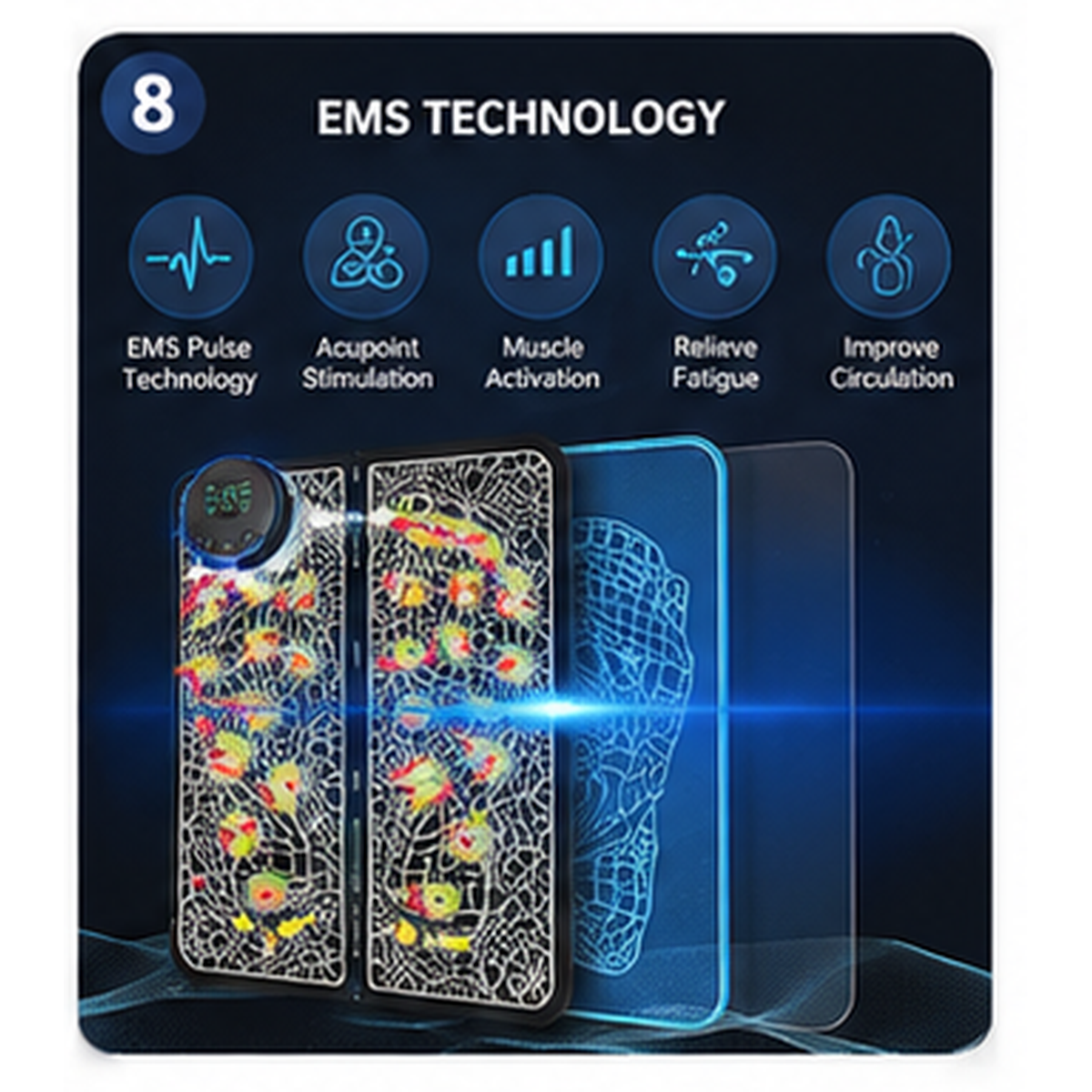 EMS Foot Massage Mat – 8 Modes, Wireless Remote