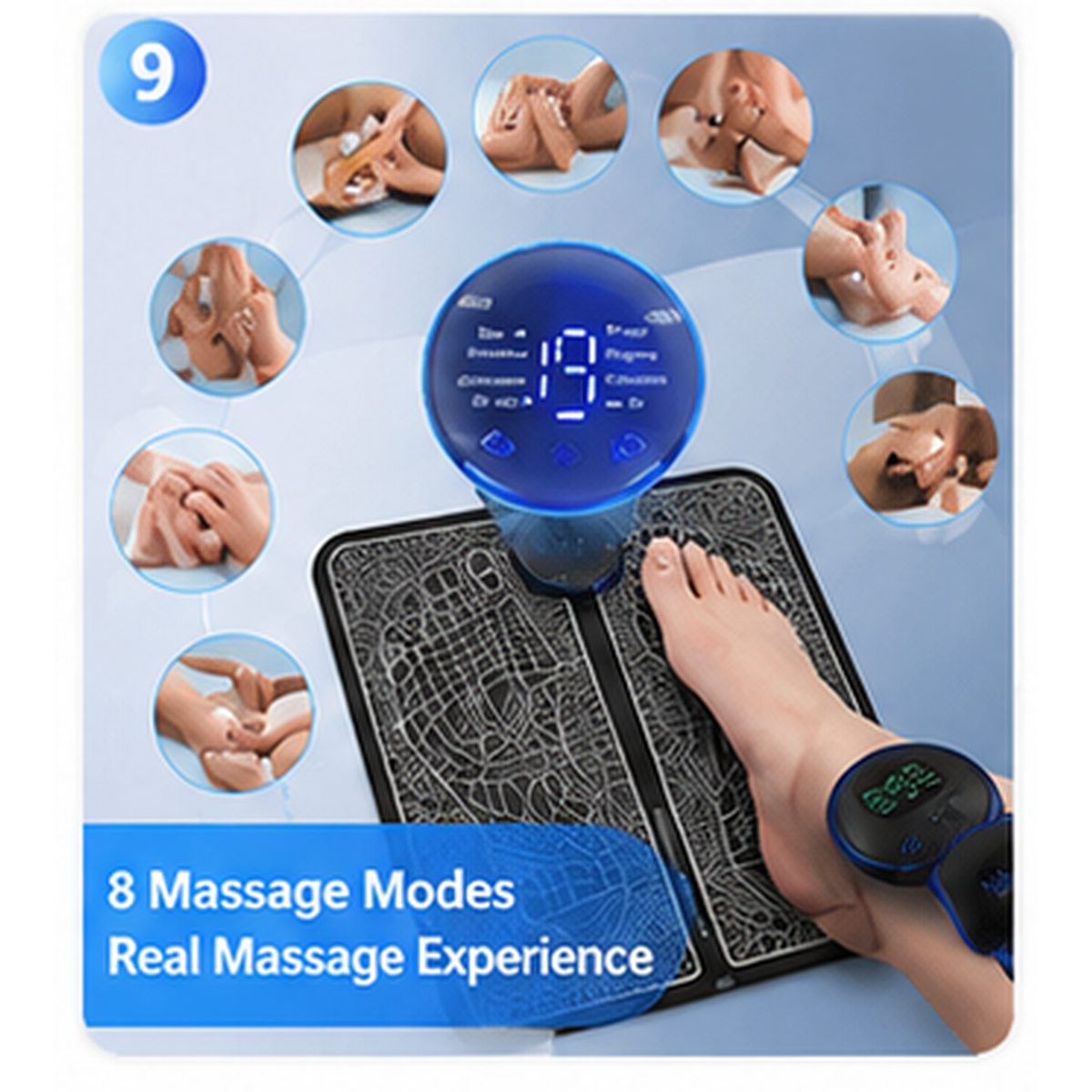 EMS Foot Massage Mat – 8 Modes, Wireless Remote
