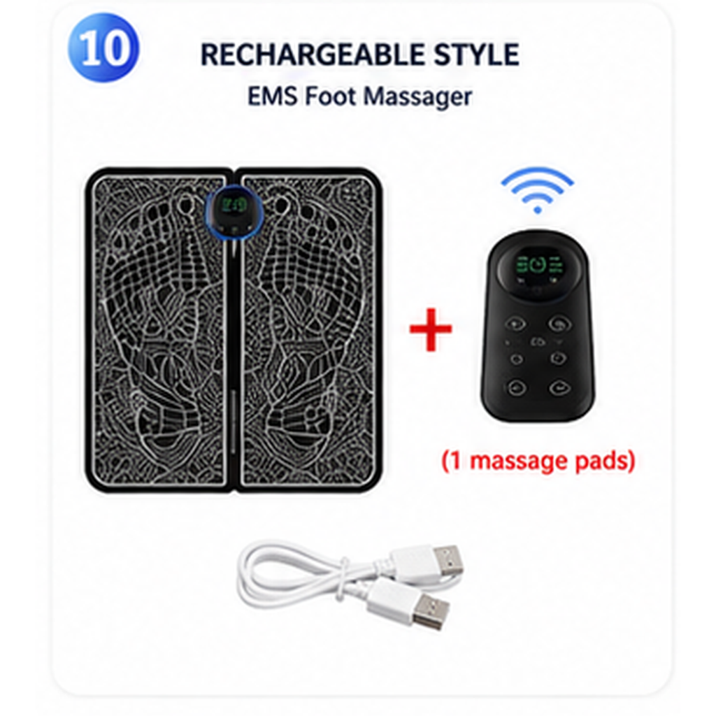 EMS Foot Massage Mat – 8 Modes, Wireless Remote