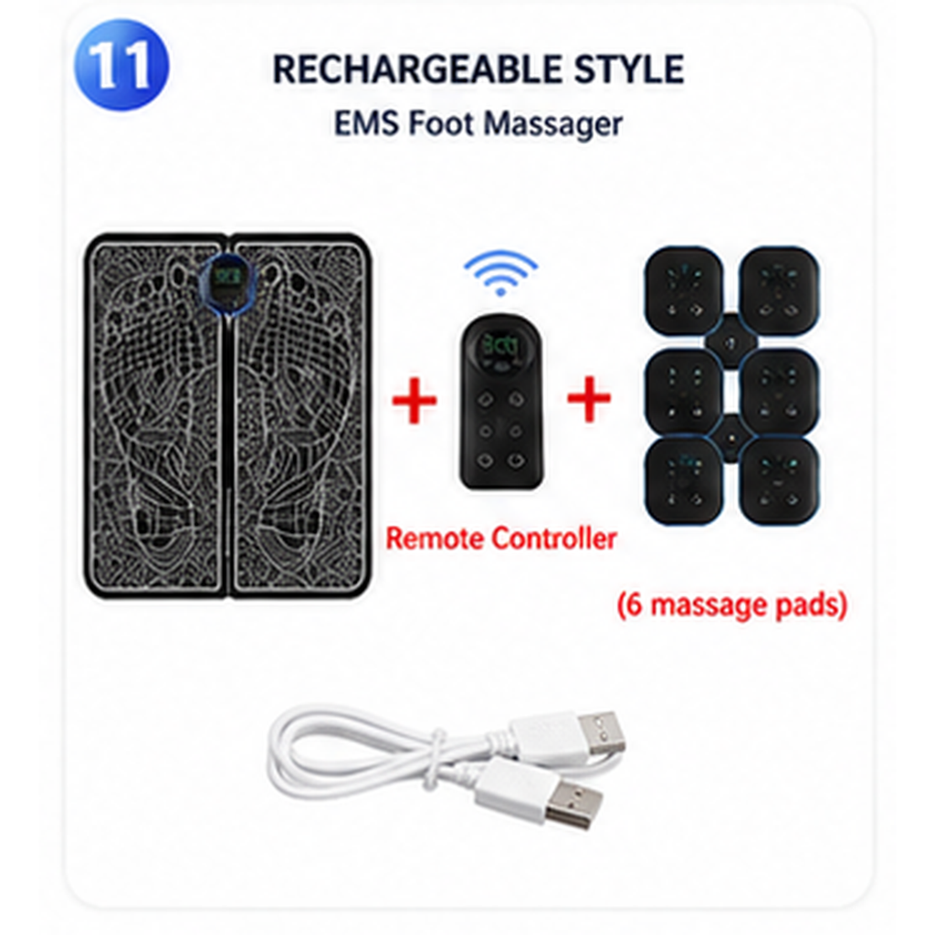 EMS Foot Massage Mat – 8 Modes, Wireless Remote