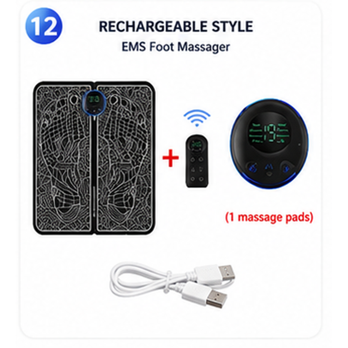 EMS Foot Massage Mat – 8 Modes, Wireless Remote